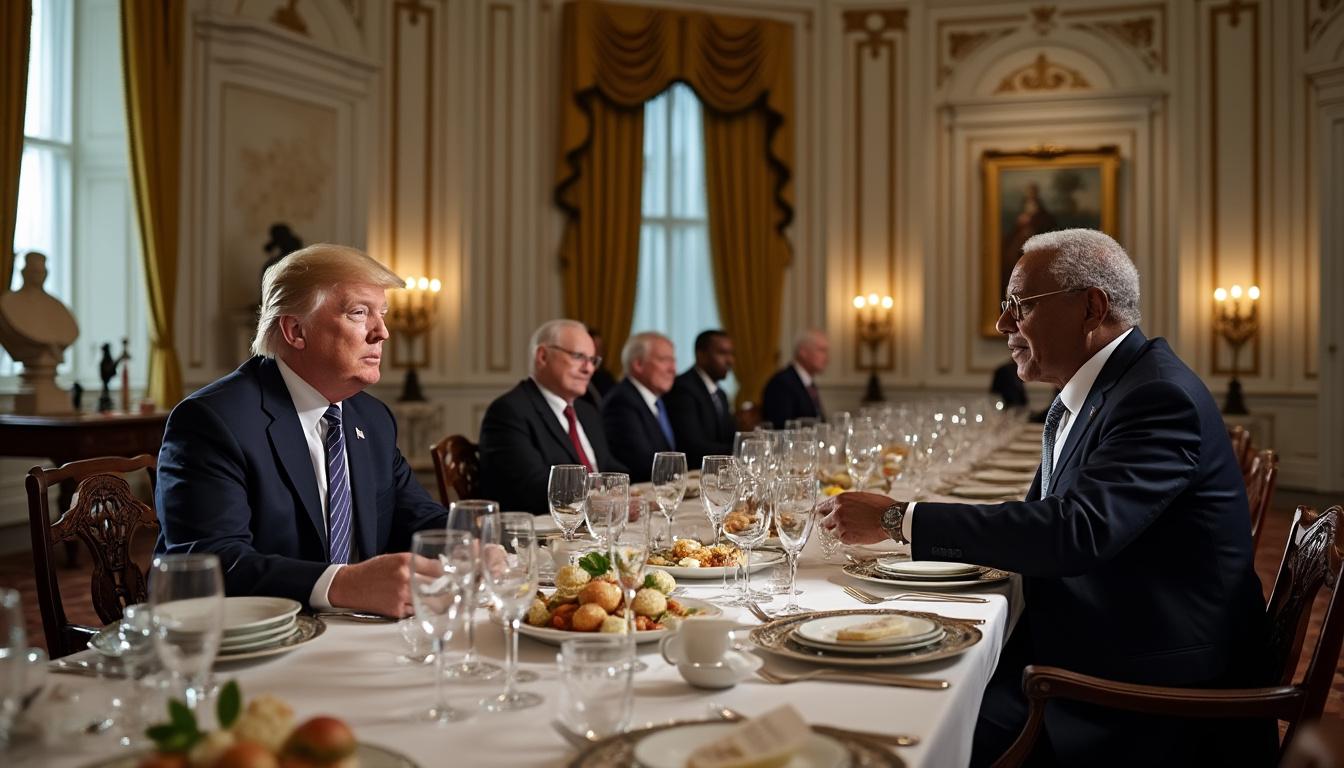 Trump cena con il direttore dello Smithsonian mentre sostiene le revisioni del museo 1 ex presidente trump incontra il direttore dello smithsonian durante la cena, discutendo potenziali cambiamenti e revisioni alle esposizioni e politiche del museo.