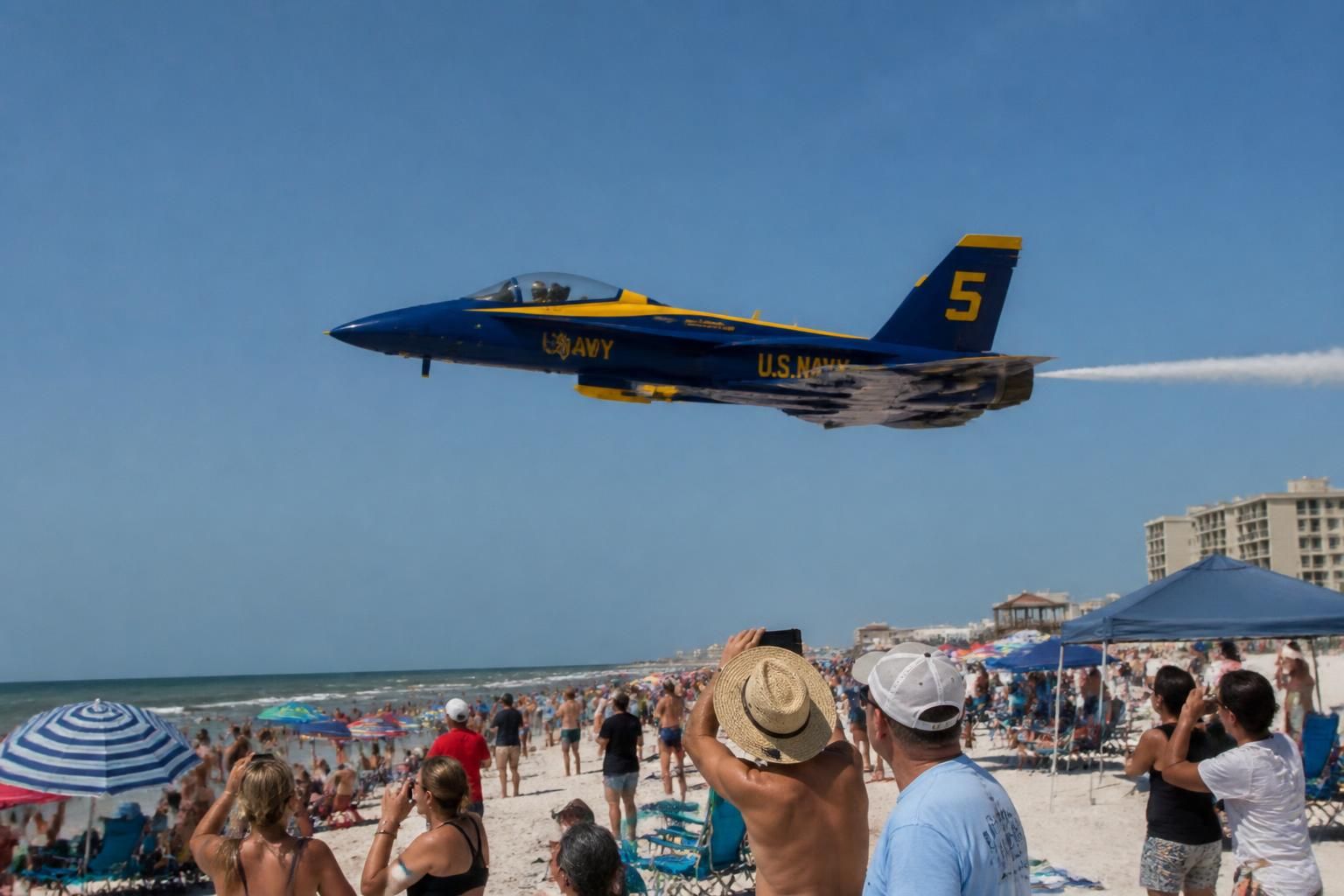Blue Angels Thrill Crowds with Spectacular Low Pass at Pensacola Beach Air Show 1 experience the excitement as the blue angels dazzle crowds with a thrilling low pass during the pensacola beach air show, showcasing precision flying and breathtaking aerial maneuvers.