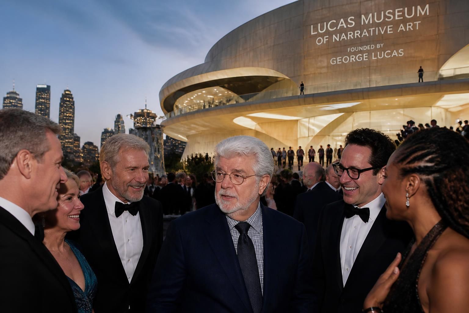 discover george lucas's tribute to the spectacular star-studded opening of the lucas museum of narrative art, celebrating storytelling and creativity.